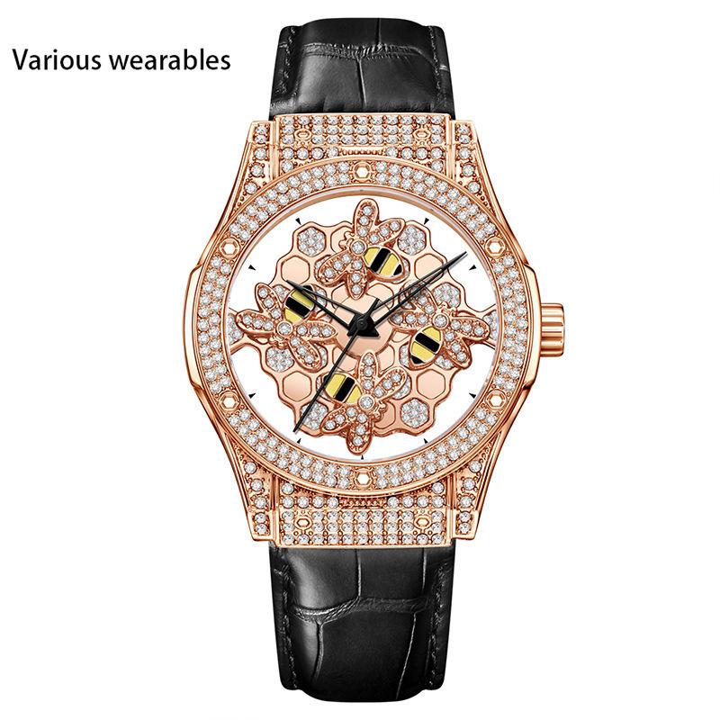 Time Comes and Goes, Diamond-encrusted Rotating Watch for Women, Quartz Watch