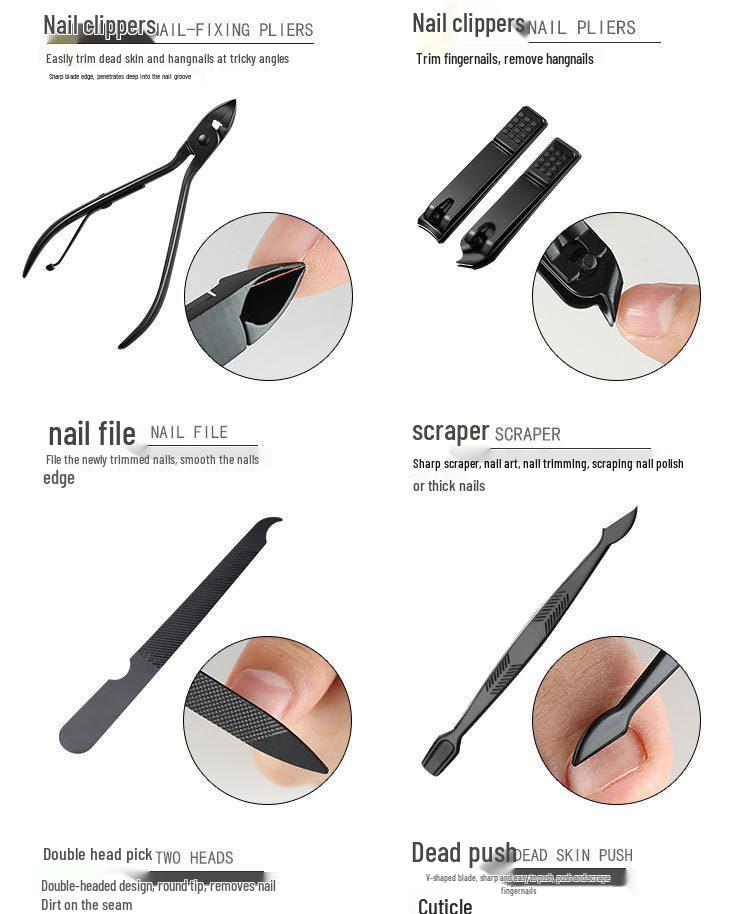 Nail Care Set: Clippers, Tweezers, Foot Knife, Ear Pick for Men & Women