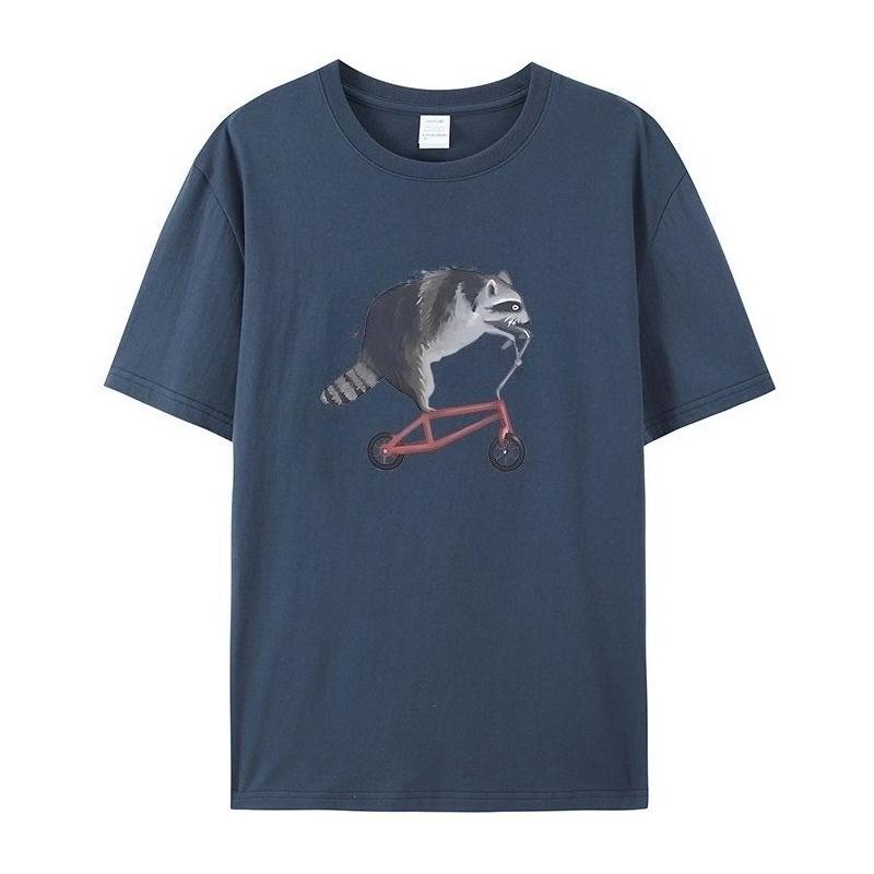 Cycling Hamster Pattern Printed Men's T-Shirt Summer Vintage Kawaii Men's Women's Surfing Beach T-Shirt Breathable Casual Top