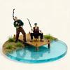 Artistic 1/64 Scale Miniature Fishing Figure Resin Attractive Mini Fishing Scene Resin Ornament for Decorative Use Gift