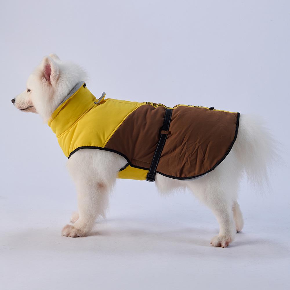 Pet dog outdoor cotton-padded coat thickened warm back reflective two-foot zipper large dog dog clothes