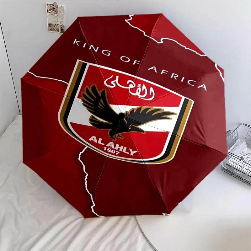 1 PC Automatic Folding Umbrella - Alahly Pattern Portable Foldable Design With 8 Ribs Christmas Birthday Gifts