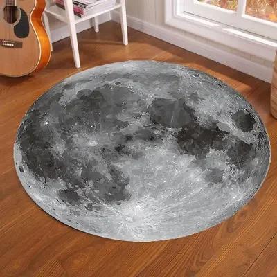 Galaxy Earth Moon Round Carpet Home Decoration Living Room Bedroom Floor Anti-Slip Mat Bathroom Kitchen Absorbent Floor Mat