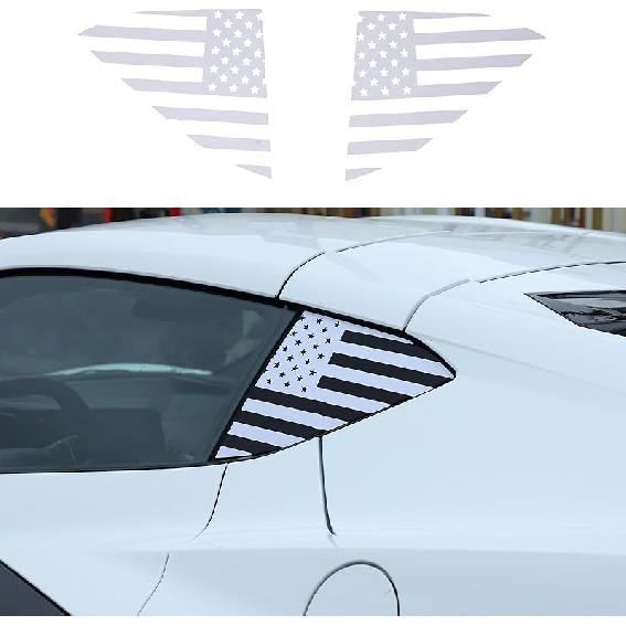 Rear Side Window American Flag Decal Fit for Chevrolet Corvette C8 2020-2024, Rear Side Window Sticker, American Flag Rear Side Window Decal Sticker