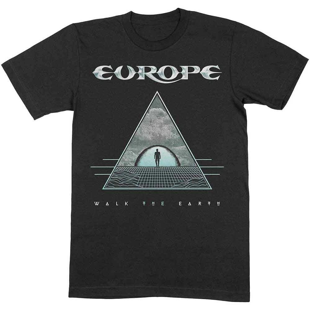 Europe T Shirt Walk The Earth Band Logo Official Mens Black L S