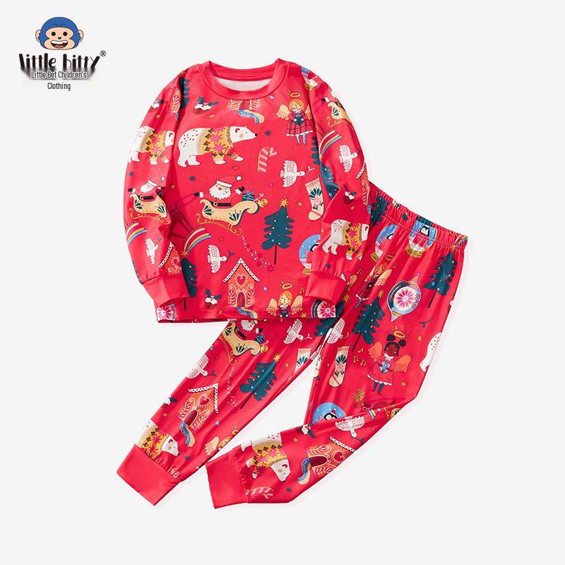 

Детский рождественский пижамный комплект Осень/Зима: Мультяшный принт, длинный рукав и брюки 7 Years (130 cm)