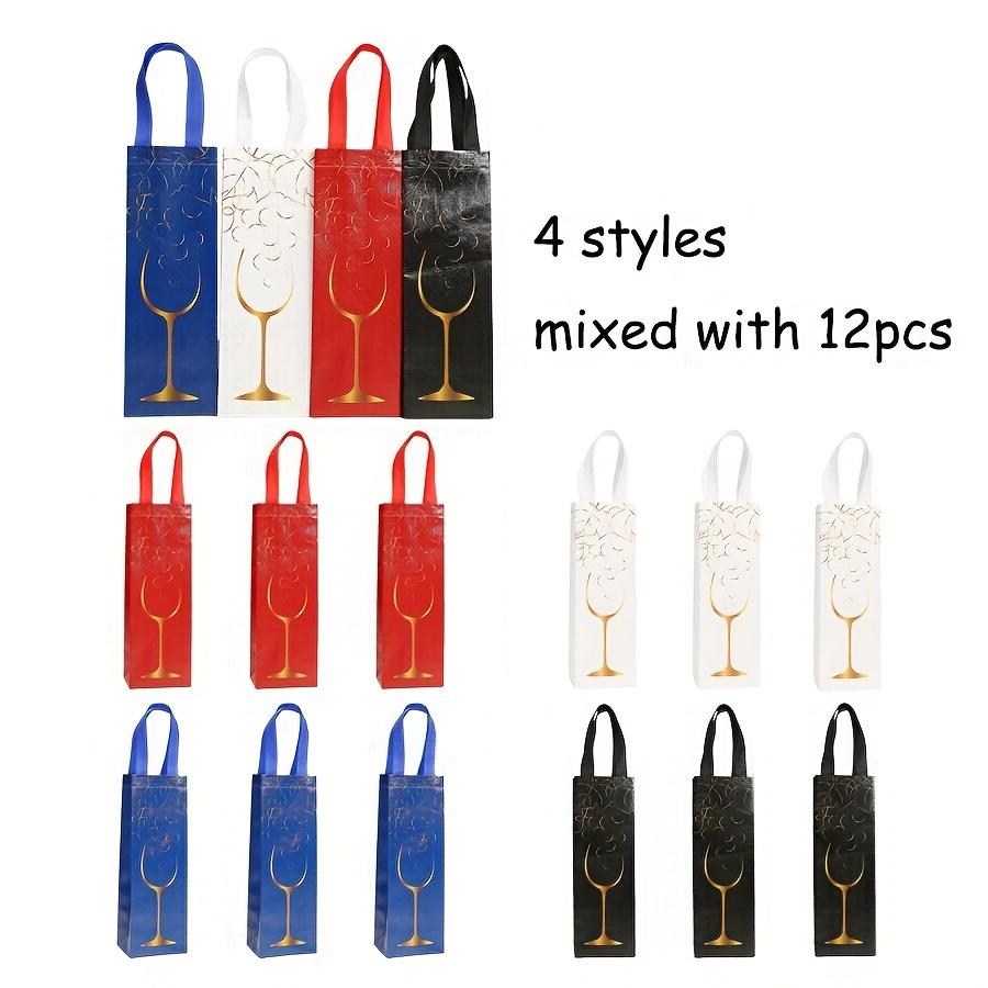 12pcs Set of Stylish Non-Woven Wine Bags, Gift Packaging Bags, Party Favor Bags, Material, Durable and Sturdy. Cup Design