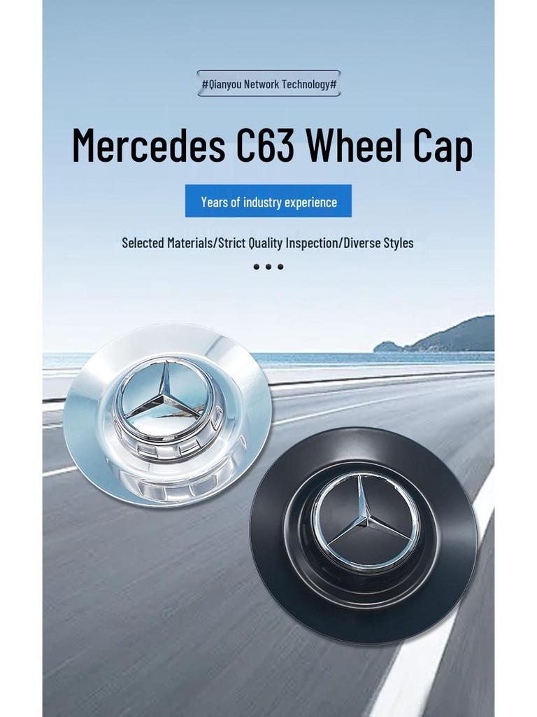 Mercedes C63 Schwarze Radnabenkappen – S600 Große galvanisierte Emblemkappen