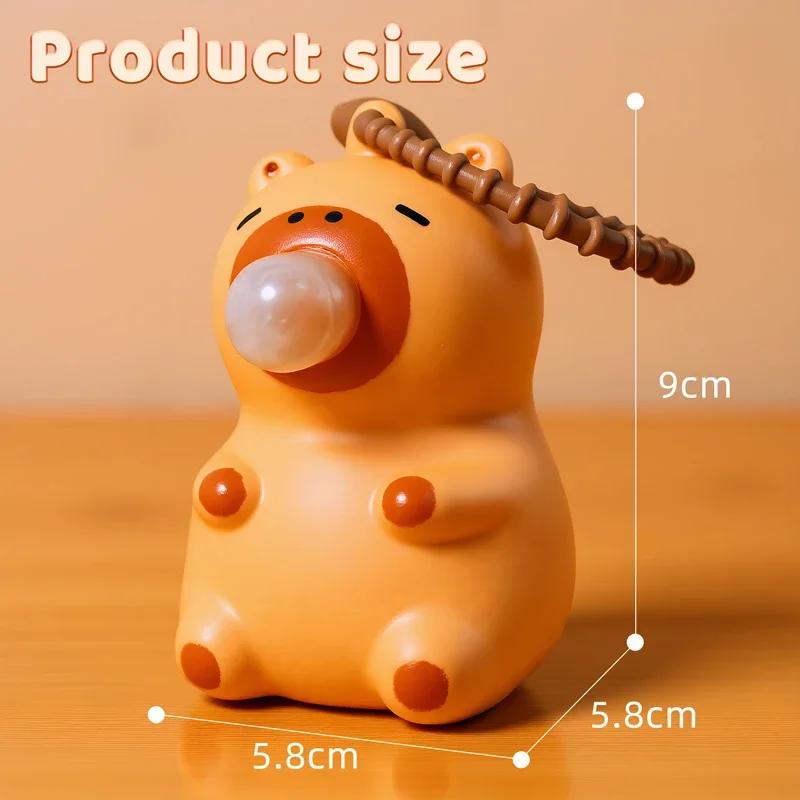 Hot Sell Capybara Spit Bubble Squishy Toy Portable Tactile Stress Relief Fidget Keychain Pendant Daily Decor For Adult Office