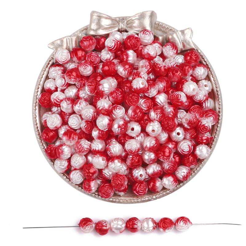100pcs/bag Color Gradient Rose Beaded DIY Handmade Bracelet Necklace Earrings Jewelry Accessories