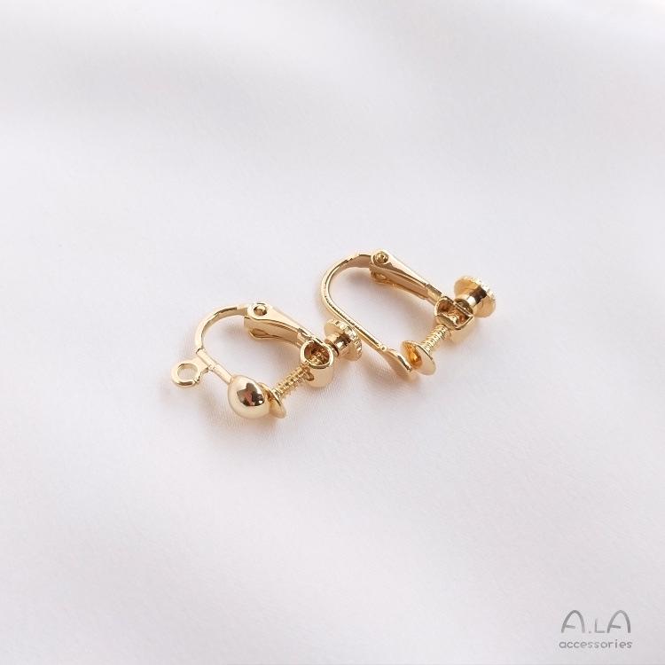 14K pozlacené klipsové náušnice na šroubek bez piercingu, materiály pro DIY ručně vyráběné šperky s ochranou barvy