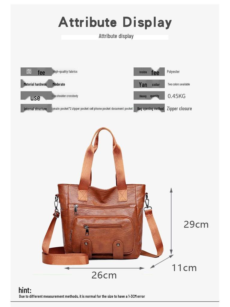 2025 Retro Soft Leather Mom Bag: Large Capacity Casual Tote and Crossbody