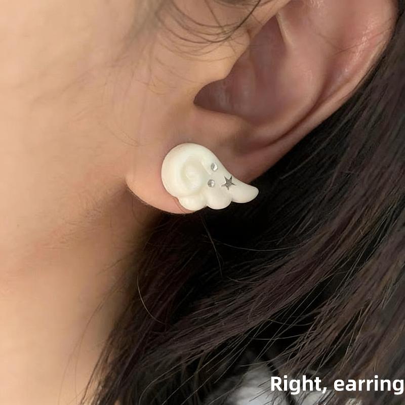 1Pc Creative White Angel Wings Ear Cuff Ear Stud Unique Minimalist Wings Ear Clip For Women Fashion Jewelry Accessory Gifts A1