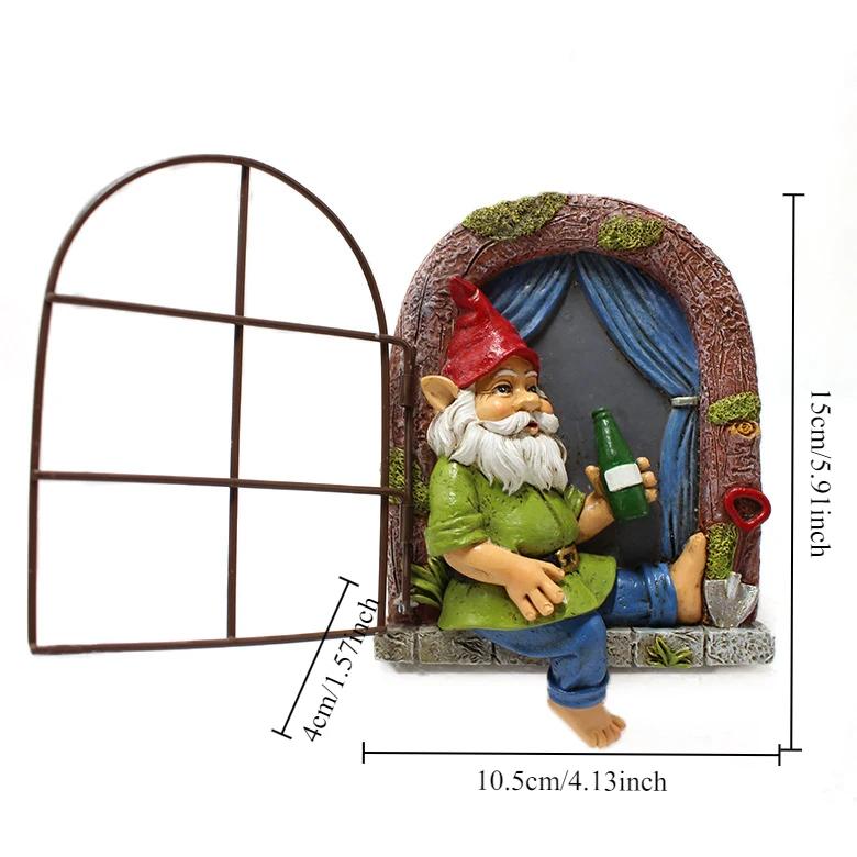 Resin Garden Gnome Statue Gobin Figurine Dwarf Elf Outdoor Landscape Sculpture Garden Yard Tree Hangings Decorative Ornaments
