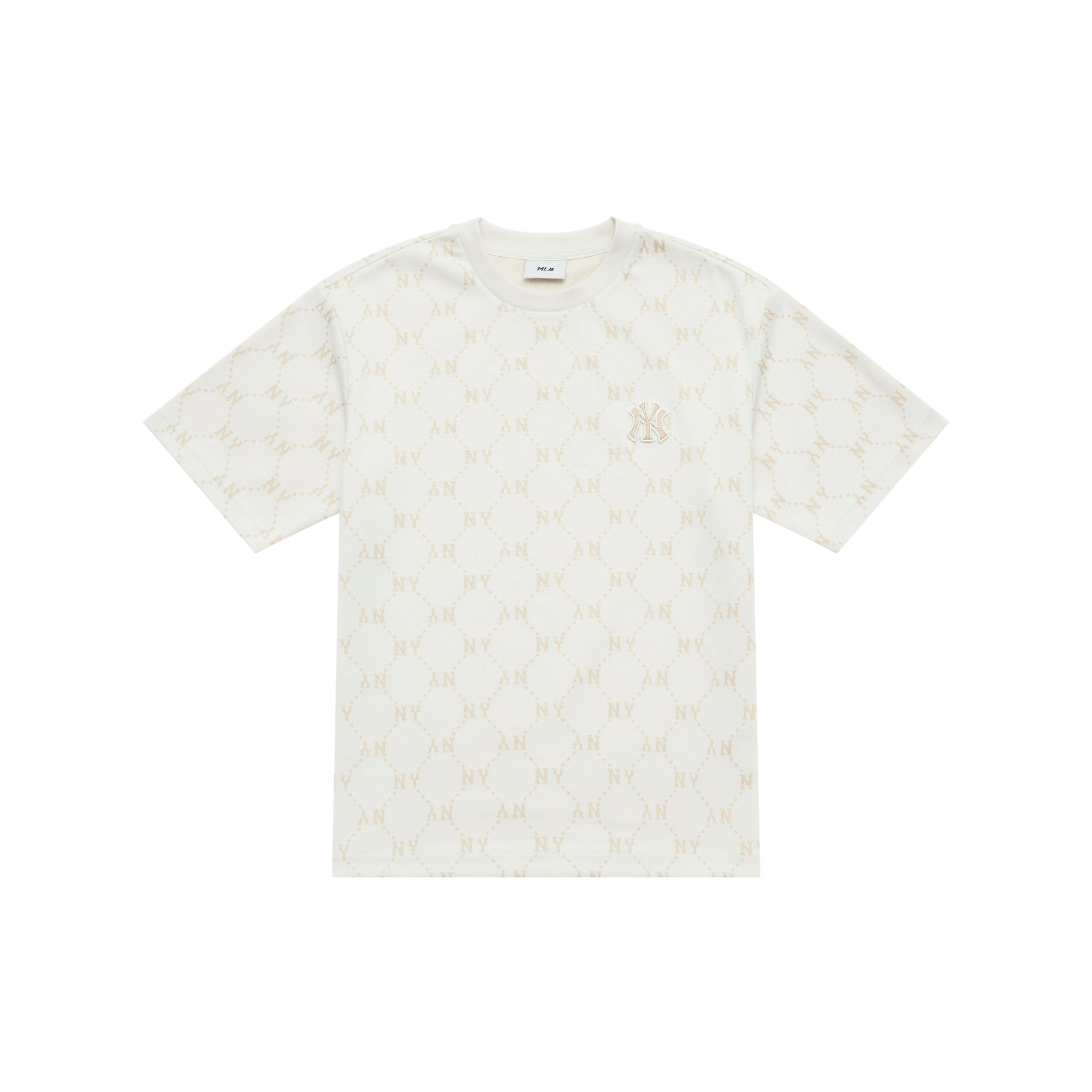 

New MLB MONOGRAM Collection New York Yankees SS25 T Shirt Unisex Ivory 3ATSM0153-50IVS L