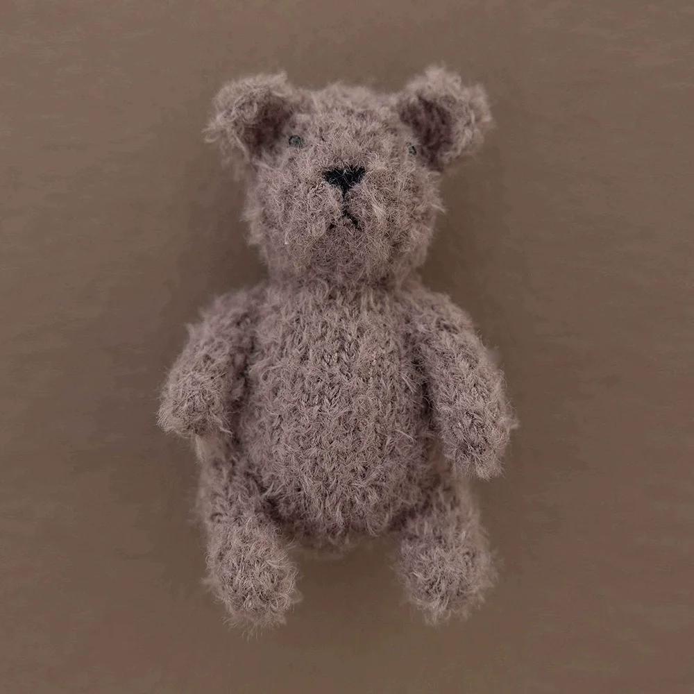 Lovely Bear Doll Balloon Prop Baby Photography decoration Handmade Knitted Animal Infant Toys Brown Baby Photography Accessories