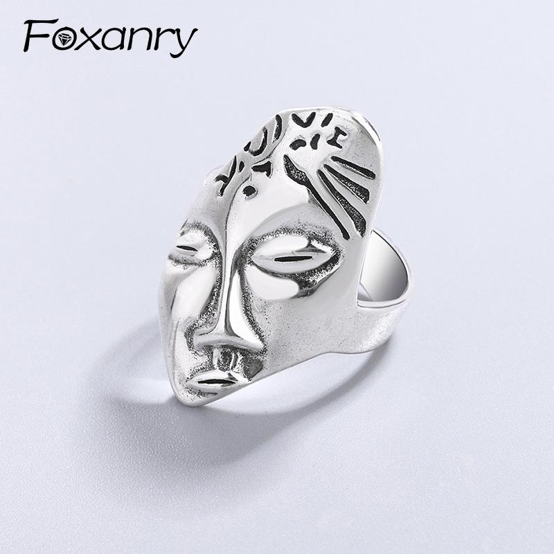 Foxanry Copper Color Irregular Geometry Rings For Women Couples Creative Design Hyperbole Vintage Trendy Birthday Jewelry Gifts