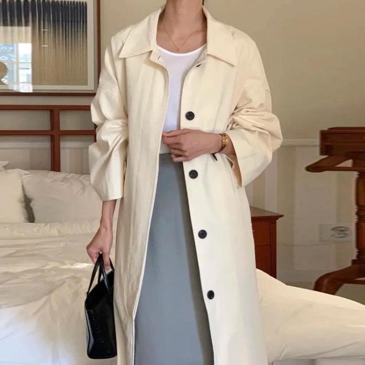 Korean Vintage Fashion Overcoat Loose Fit Single Breasted Long Coat with Detachable Hood Autumn Winter Women Outerwear Retro Long Sleeve New