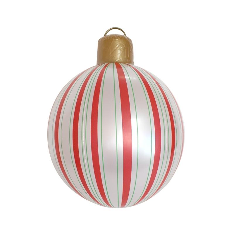 Festival Striped Inflatable Christmas Ball Outdoor Decoration Weather Resistant PVC Yard Decors For Holiday Display