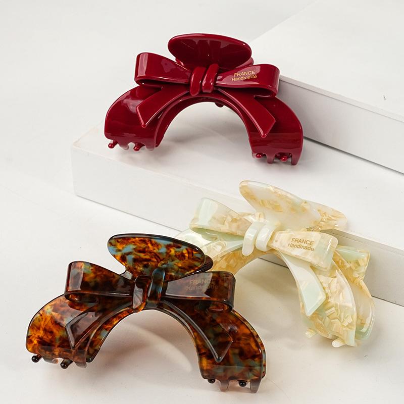 1PC French high-end bow, vinegar clip, elegant temperament hair clip, shark clip, women's hair accessory hair clip