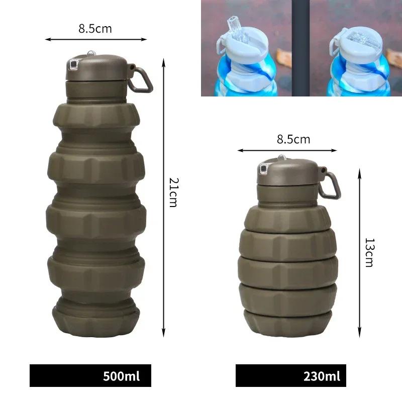 Collapsible Water Bottle, Reuseable BPA Free Silicone Foldable Bottles Portable Hiking Cup for Outdoor Mountaineering Tours