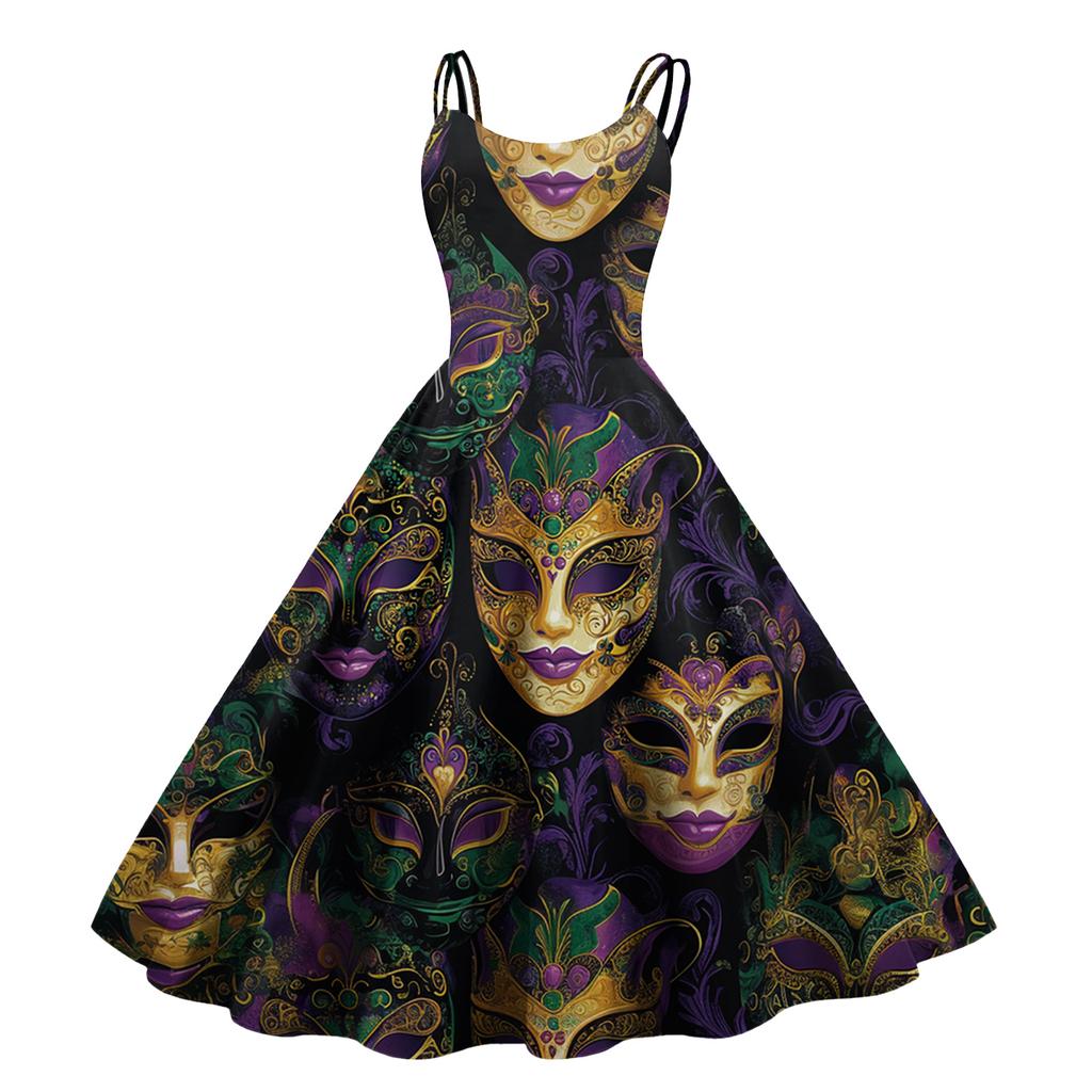 Women's Halloween Print Sexy Off-The-Shoulder Punk Vintage Dress