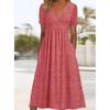 Fall New Women's Dress, Fashion Solid Color V-neck Short Sleeve Pocket Casual Dress for Women