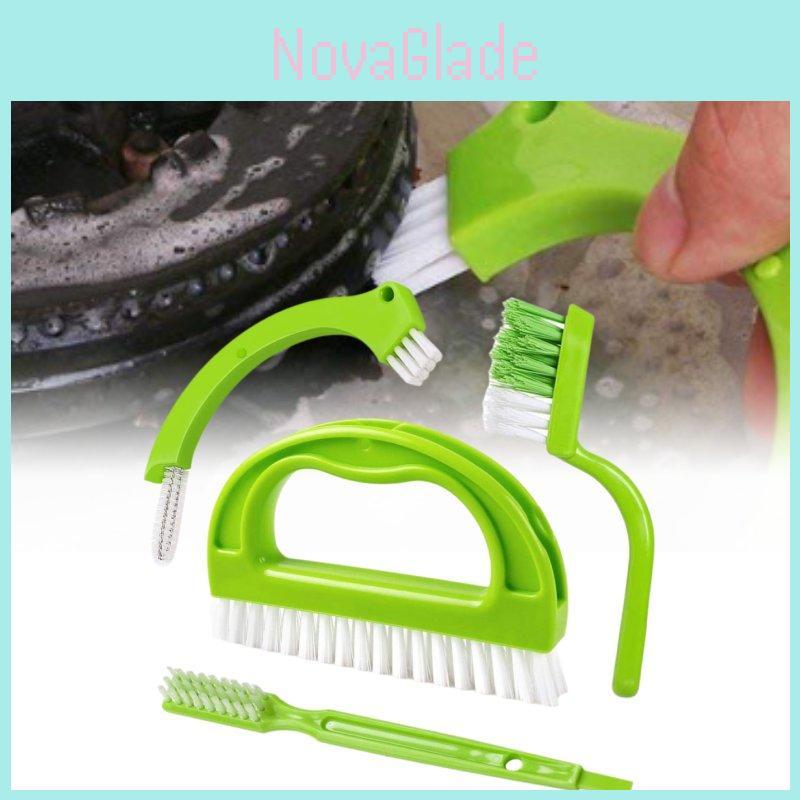 Versatile 4 In 1 Grout Brush Cleaning Set For Home Use With Soft Nylon Bristles And Durable Pp Handle For Tiles Bathtubs And Sinks
