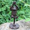 European Retro Cast Iron Yoga Frog Ornament for Home Display