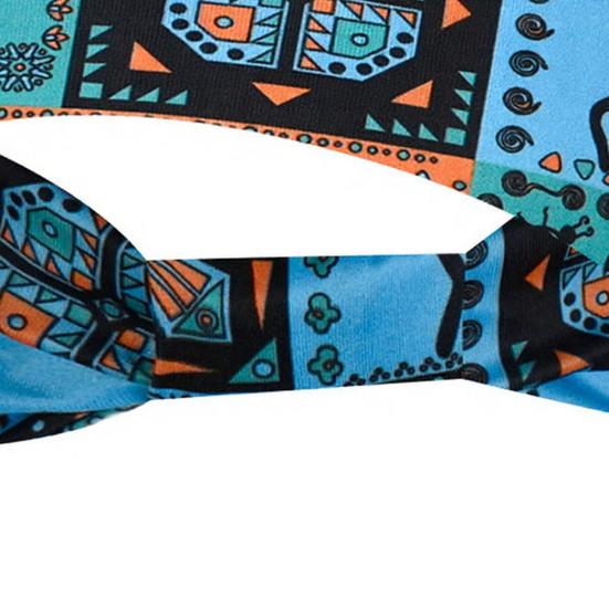 Women Wide Boho Print Headband Yoga Workout Knotted Stretch Sports Hairband Vintage Ethnic African Head Wrap
