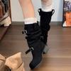 New Retro Stacked Boots Western Cowboy Boots Women's Tall Boots Small Fashion Thin Thick Heel Fashion Boots