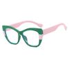 Women Line Splicing Anti Blue Light Glasses Trend Cat Eye TR90 Large Frame Glasses Computer Blue Light Blocking Plain Spectacles