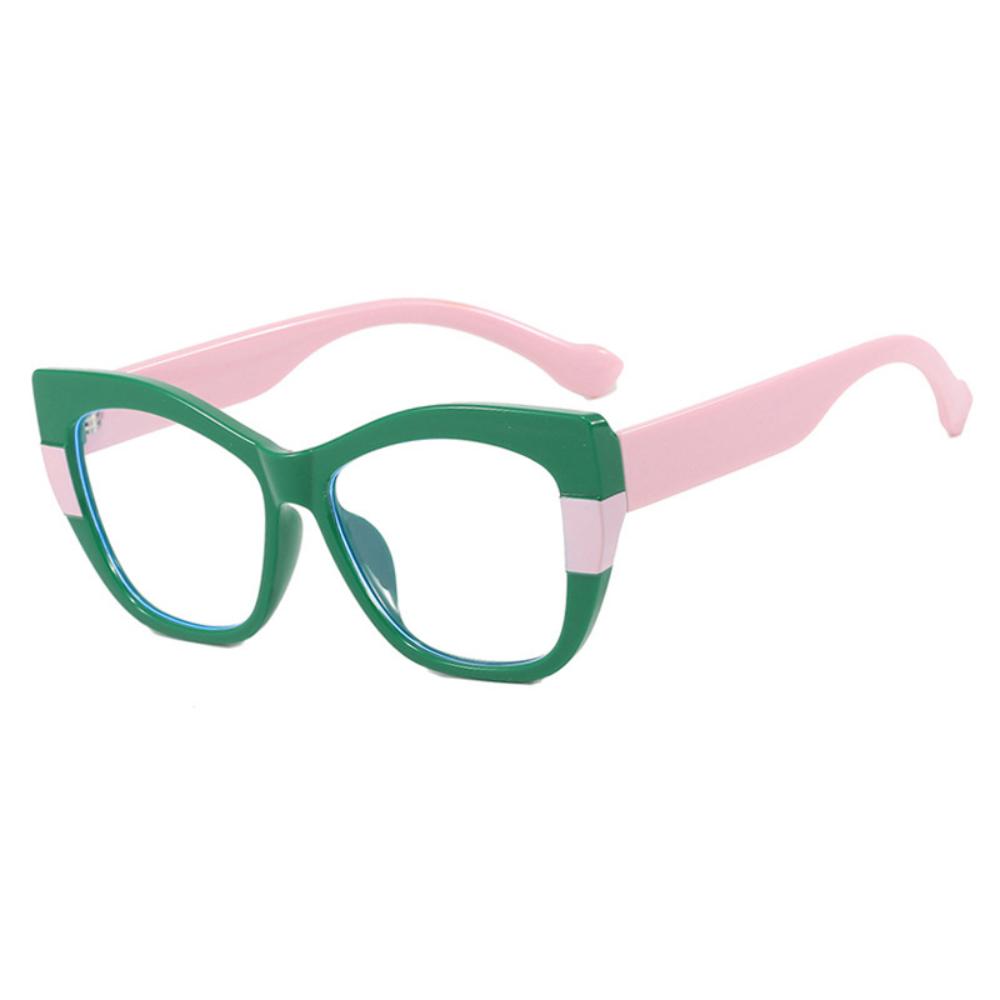 Women Line Splicing Anti Blue Light Glasses Trend Cat Eye TR90 Large Frame Glasses Computer Blue Light Blocking Plain Spectacles