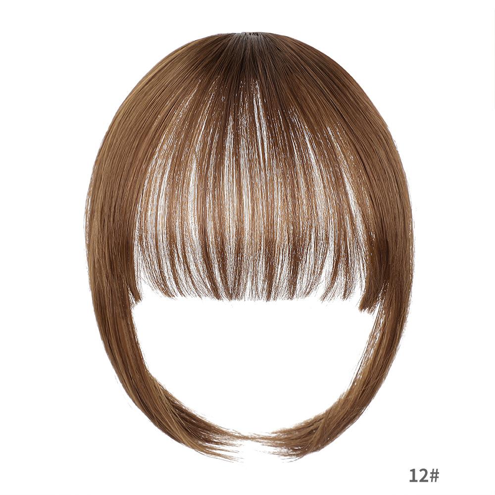 Straight Air Through Blunt Fringe with Clip Bangs Synthetic Hair Extension Heat Resistant Bangs Clip Natural Hairpiece