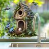 Fully Transparent Hand-painted Bird House Window Stickers, Living Room Balcony Glass Decorative Stickers