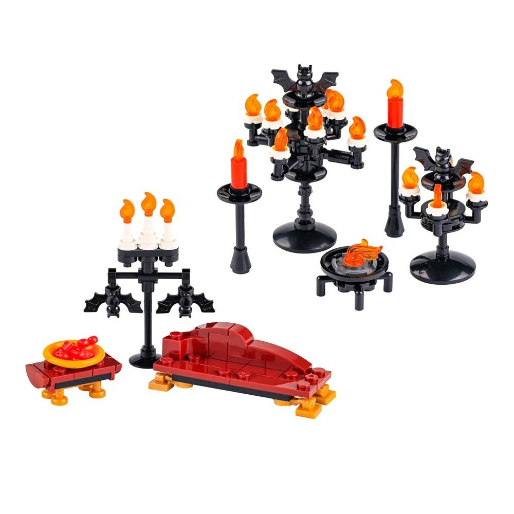 Halloween Scéna Stavebnice Postava MOC Hřbitov Náhrobek Had Myš Dýně Auto Netopýr Pouliční lampa Svíčka Cihla Hračka Dárek K023