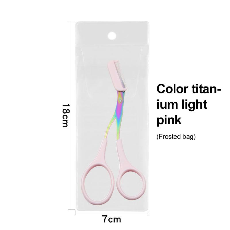Eyebrow Trimmer Scissor With Comb Stainless Steel Scissors Eyebrow Hair Remover Clips Washable Removable Color Titanium