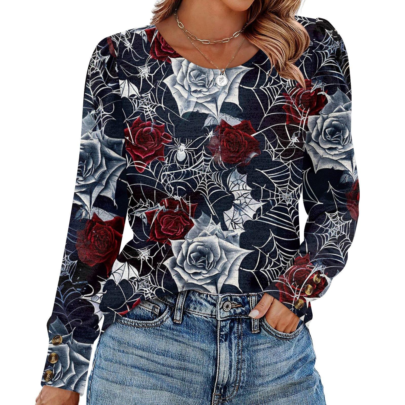 

Женский модный топ с длинными рукавами и принтом на Хэллоуин XL