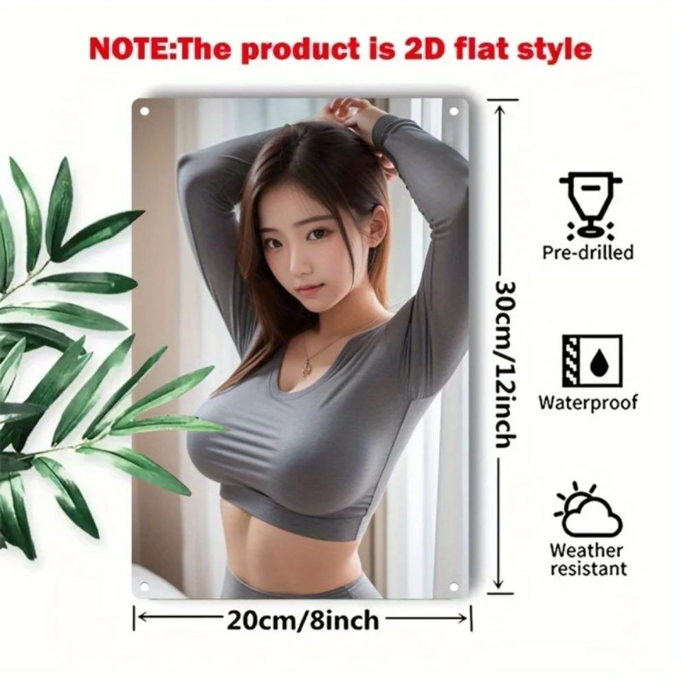 Bhome Modern Metal Wall Art, Female Face Iron Sign Minimalist Home Decor for Living Room Bedroom