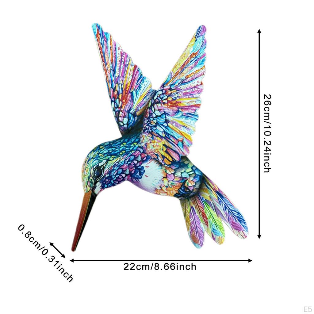 Hummingbird Metal Wall Art Decor Crafts Colorful Ornament Hanging Decoration for Hallway