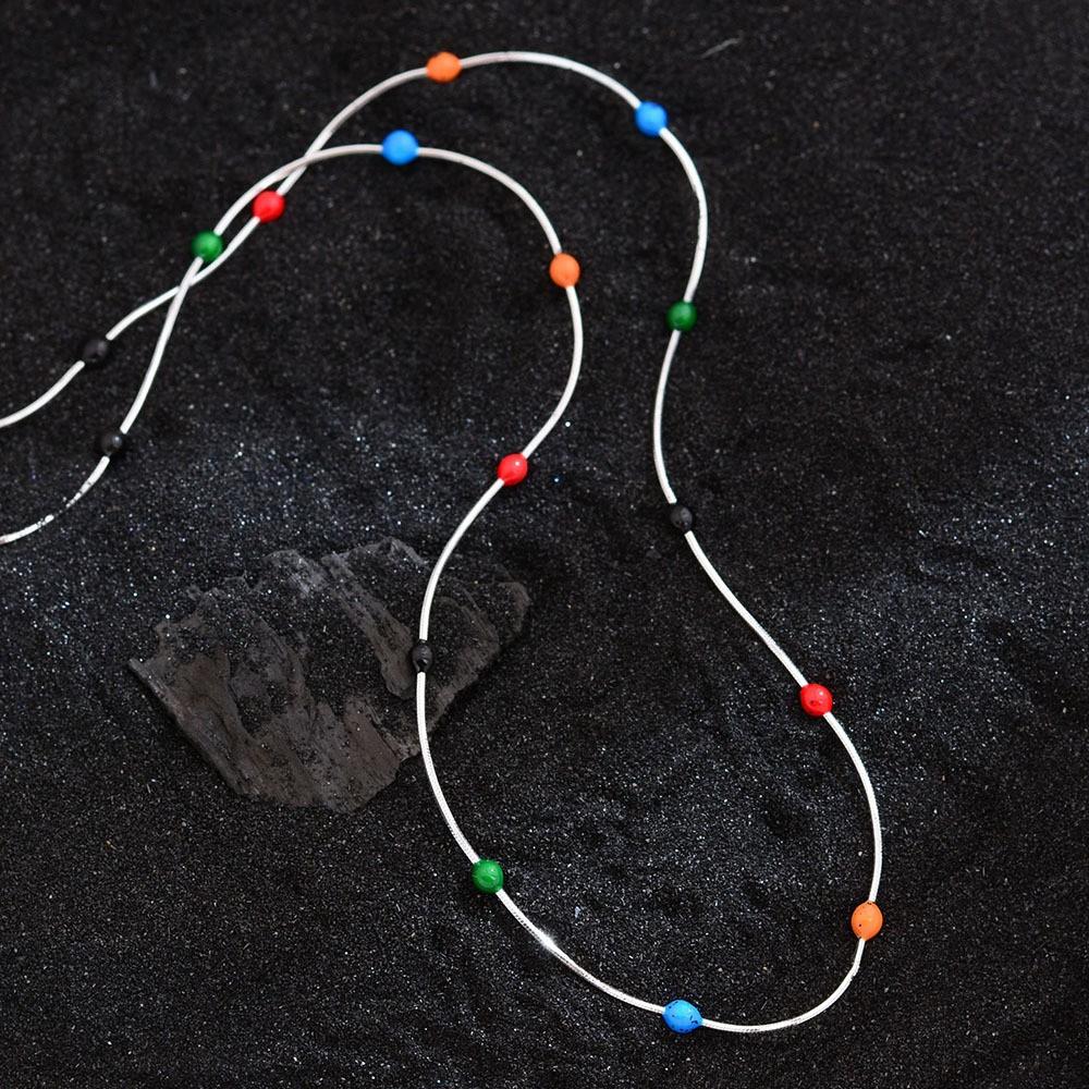 Autumn And Winter Collarbone Chain Sweet Cool Wind Enamel Drop Glaze Rainbow Bean Necklace Dopamine Stacked Snake Bone Chain Neck Chain
