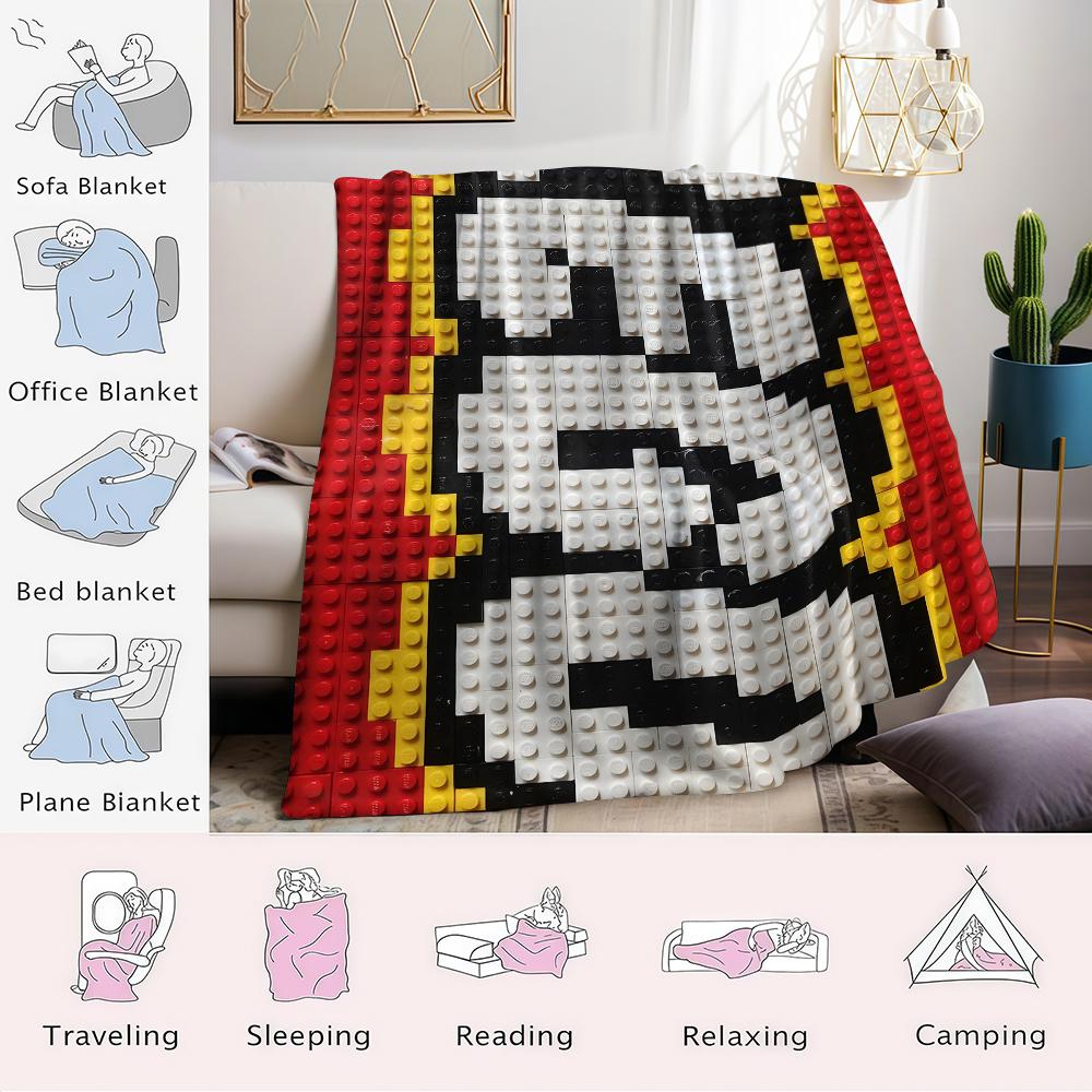Brick Pixel Mosaic Flannel Blanket Warm Soft Halloween Christmas Couch Warm Cozy Decorative Decor Gift For All Season