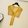 Candy Color Lace-up Ribbed Trim Knitting Shawl Women Summer Sunscreen Ultra-thin Fake Collar Cape
