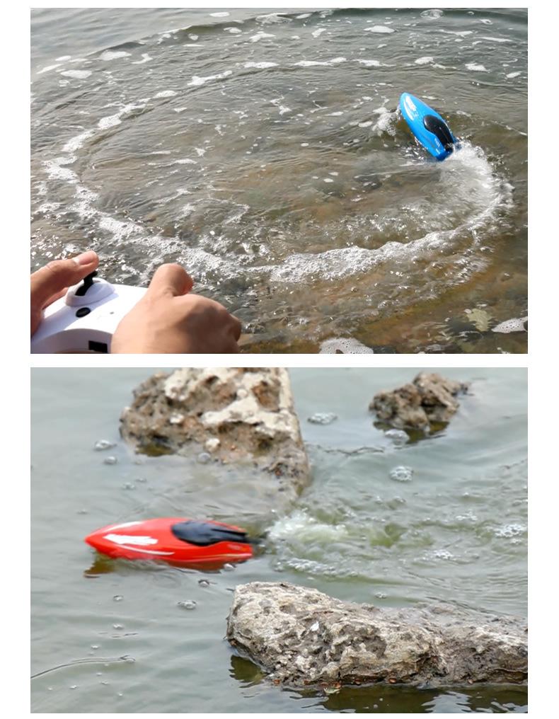 2.4G Remote Control Mini Stunt Speedboat with High-Brightness Lights - Children's Water Toy