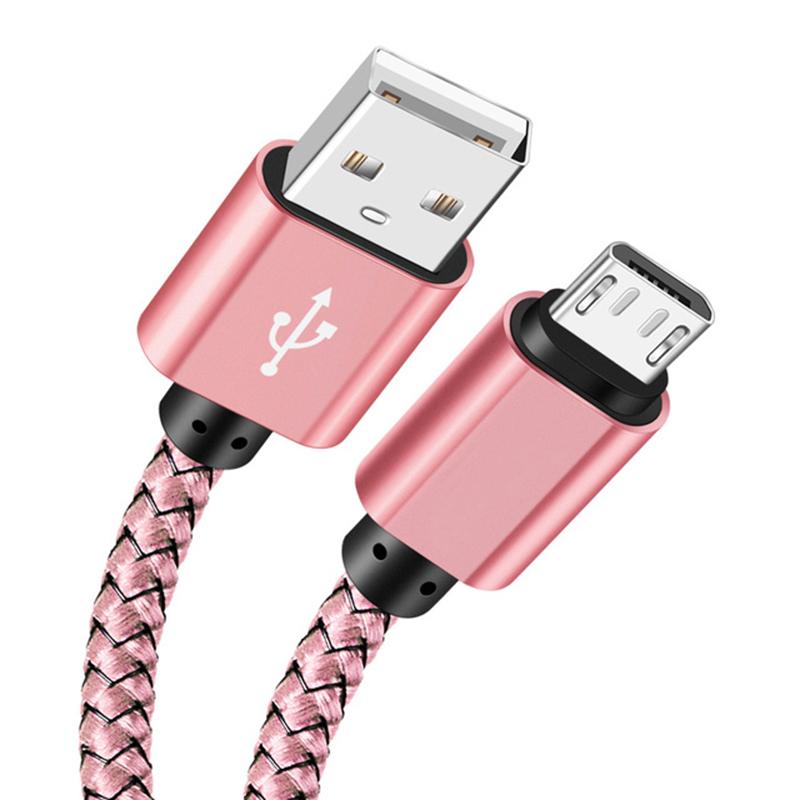Nylon Braided Micro USB Cable Data Sync 2A Fast Charging 1M 2M 3M Charger Cable For Samsung Huawei HTC Android Phone USB Micro