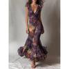 Europe, America and 2026 Women's Spring and Autumn New Boat Collar Long Waist Dress, Thin Long Sleeves and Big Pendulum Temperament Long Dress