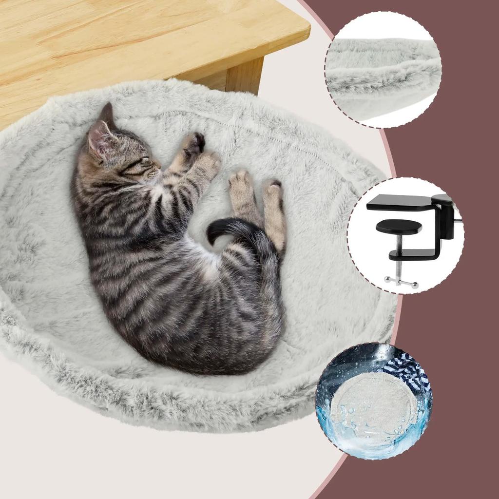Skrivbordskattbädd Husdjurshängmatta Filt Varm Bekväm Metalljärnram Stark Viktbärande Kapacitet Avtagbar Katt Hängmatta