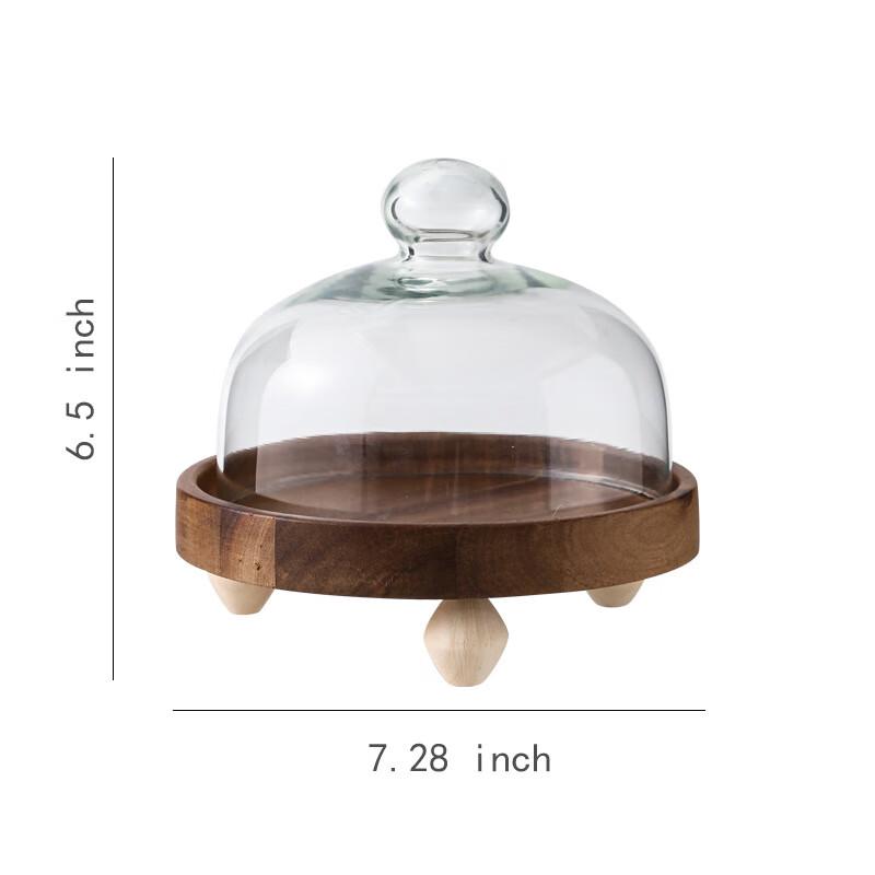 Деревянная подставка RuHan для сервировочной миски со стеклянным куполом