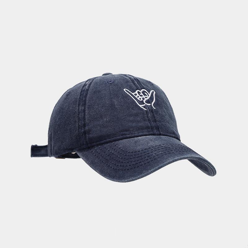Men's washed old soft top finger embroidered baseball cap trendy women's spring and summer outdoor travel sun protection hat