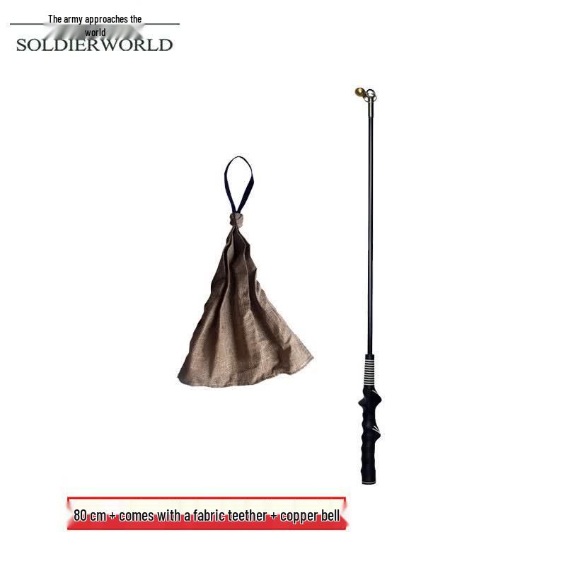 Dog Training Teasing Stick with Bite Rag and Bell